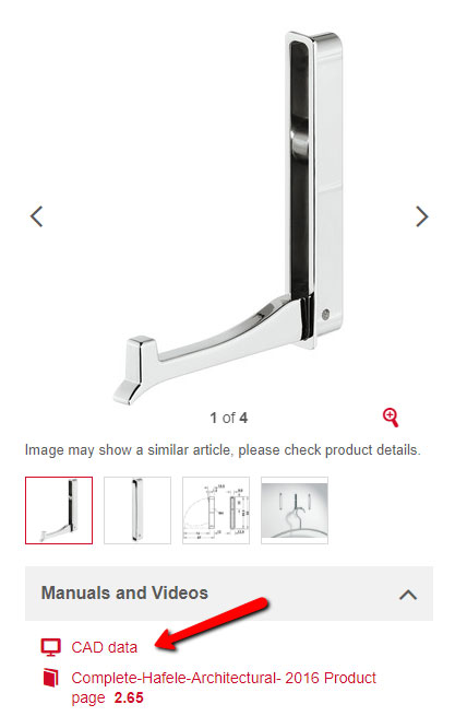 hafele coat hook cad data