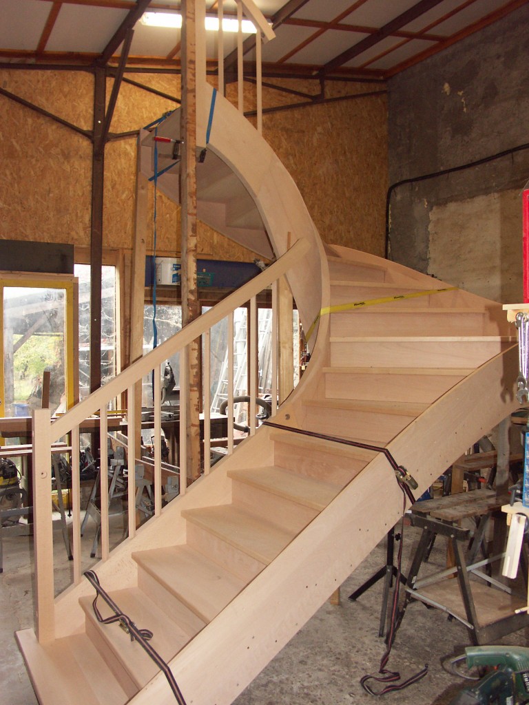 Stairs assembled in the workshop