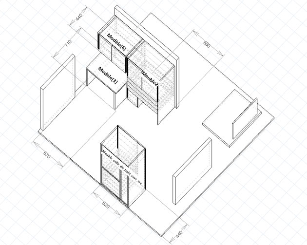 Isometric bathroom project in Polyboard