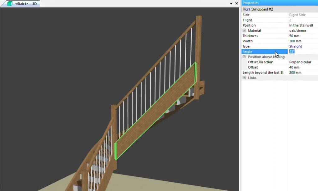 stringboard calculation in stairdesigner