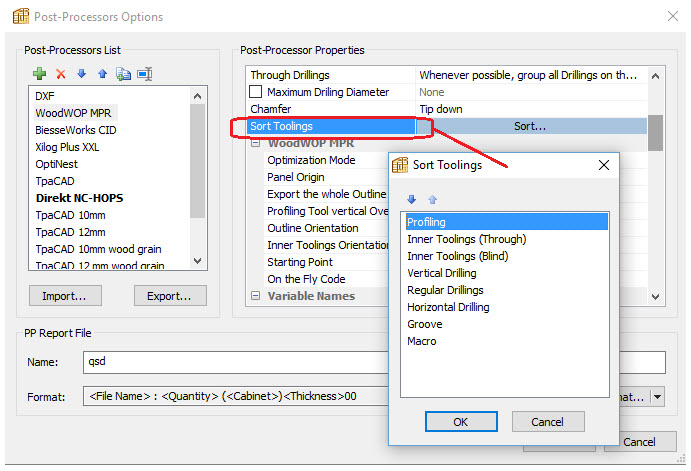 Polyboard toolings sorting