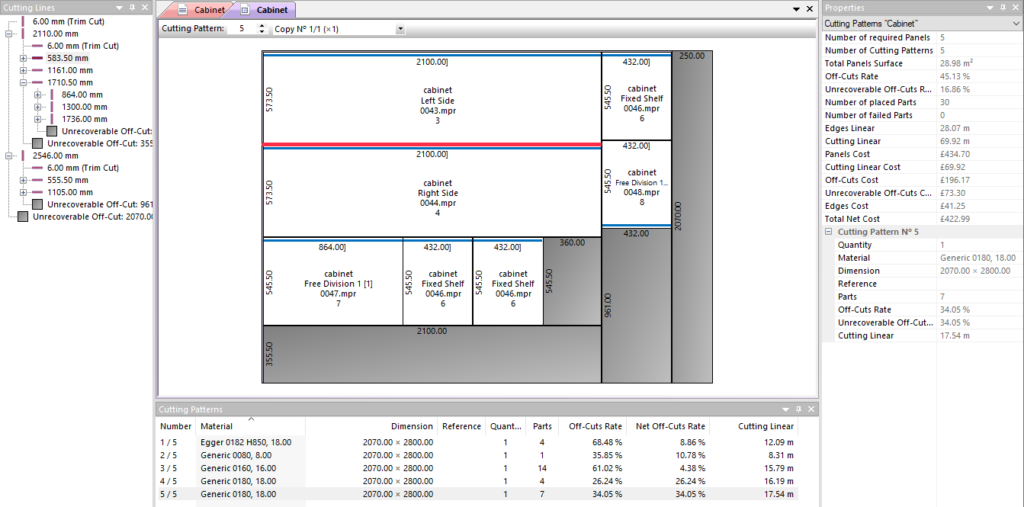 optimization results on screen in opticut