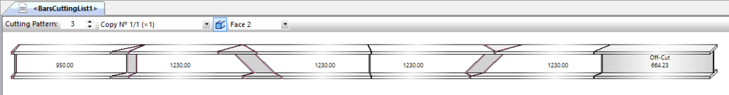 angled bar cutting pattern in 3D face 2