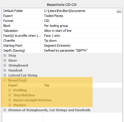 biesseworks post processor newel management in stairdesigner