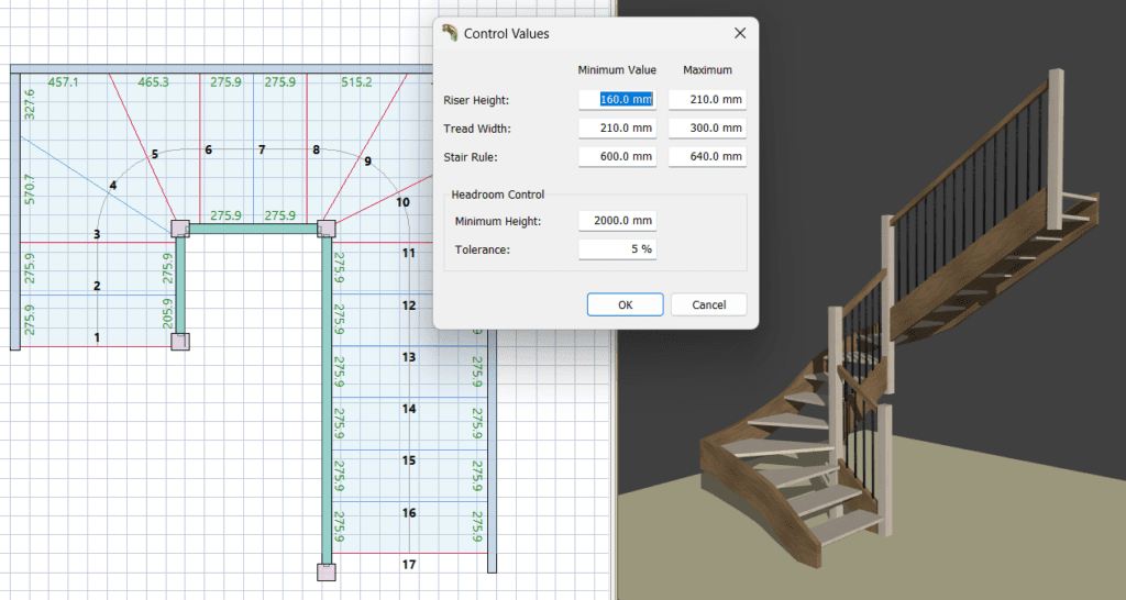 StairDesigner control values