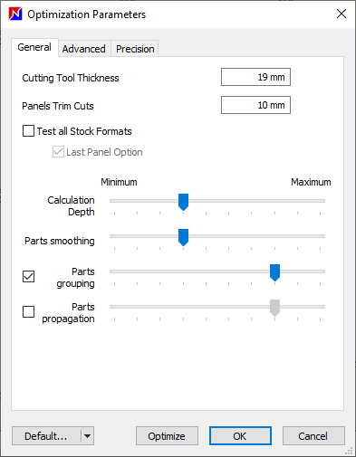 optinest optimization parameters