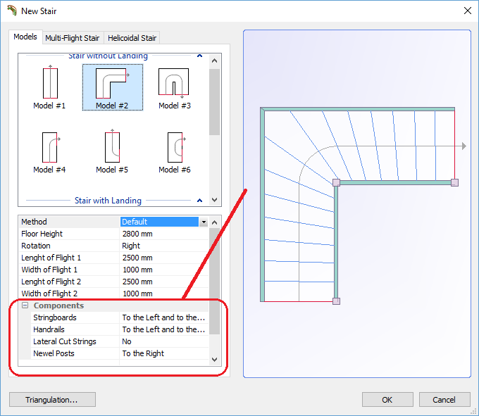 StairDesigner add components in models section